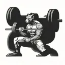 gym rat doing squats with barbell tattoo design idea