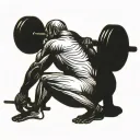gym rat doing squats with barbell tattoo design idea
