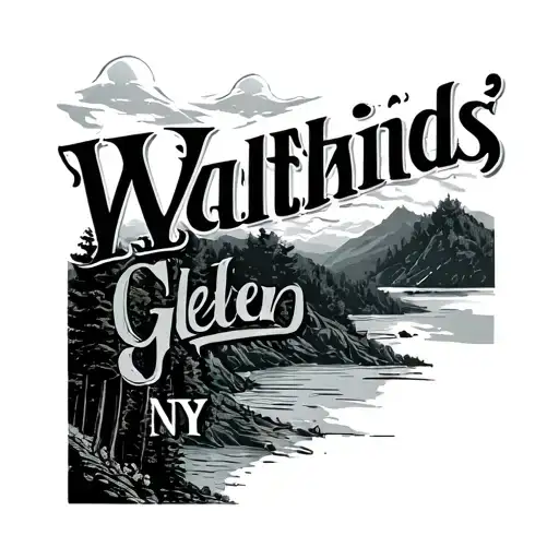 numerical degrees, latitude and longitude for Watkins glen, NY in an interesting font tattoo design idea