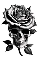 skull morphing into a rose tattoo design idea