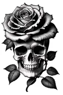 skull morphing into a rose tattoo design idea