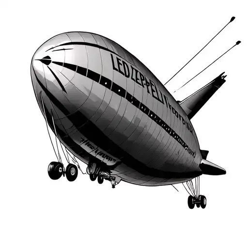 Led Zeppelin blimp with spot lights shining up on it tattoo design idea