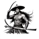 Vietnamese warrior wielding tattoo design idea