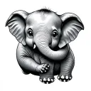 baby elephant playing tattoo design idea