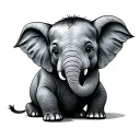 baby elephant playing tattoo design idea