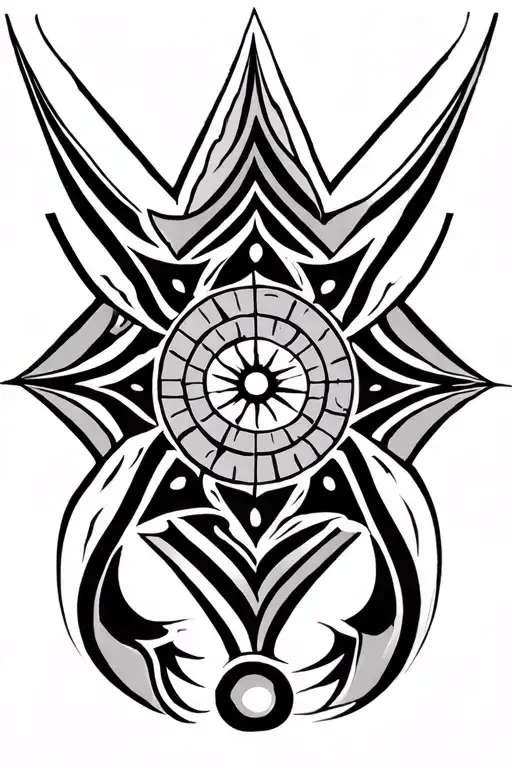 sundial maori style geometric design incorporating tattoo design idea