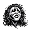 drama masks, happy and sad, tattoo design idea