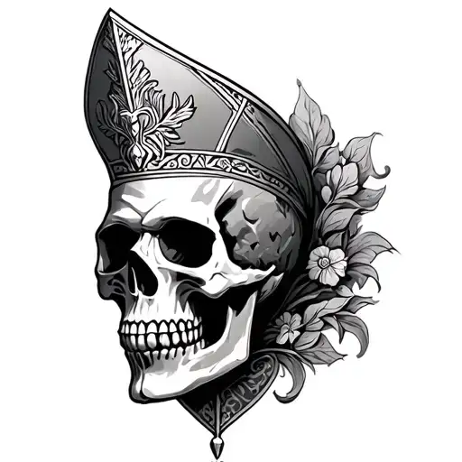 bishop skull irish tattoo design idea