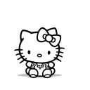 A hello kitty with a seated posse tattoo design idea
