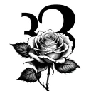 rose with the number 3 tattoo design idea
