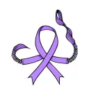 purple ribbon with zippered tails tattoo design idea