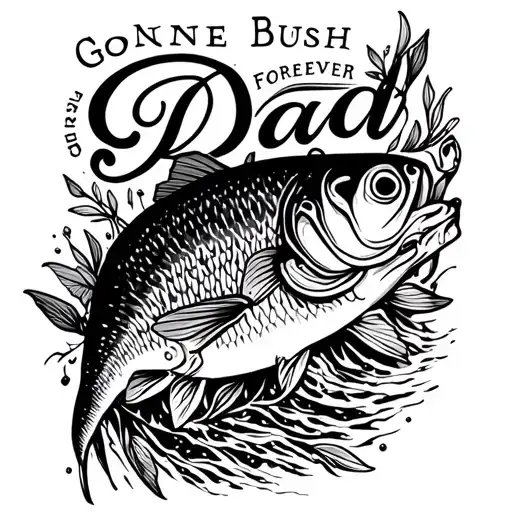 "    Dad GoneBush " "Gone Bush Forever Free " memorial tattoo for dad who loved fishing and hinting tattoo design idea