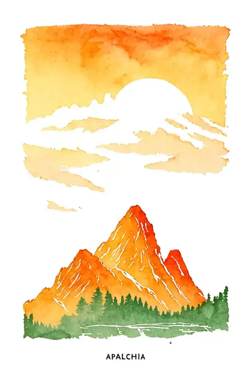  wood block print of Appalachia mountains  tattoo design idea