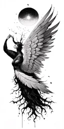 I'll rip my roots up from the ground, With wings of feathers, string and wax,I'll fly towards the sun'Til they melt from tattoo design idea