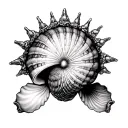 cowries shell veiled crown tattoo design idea
