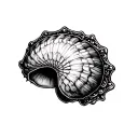 cowries shell veiled crown tattoo design idea