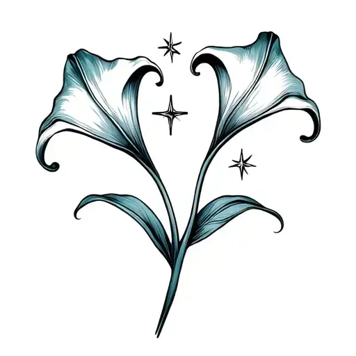Calla lilies and stars tattoo design idea