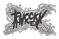 Fuck Cancer text written in japanese, inside A stream tattoo design idea