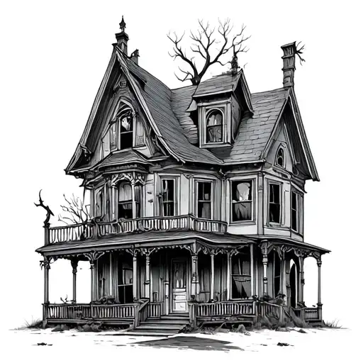haunted house by treaty oak revival tattoo design idea