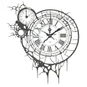 clock with cracks tattoo design idea