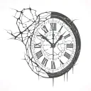 clock with cracks tattoo design idea