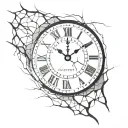 clock with cracks tattoo design idea