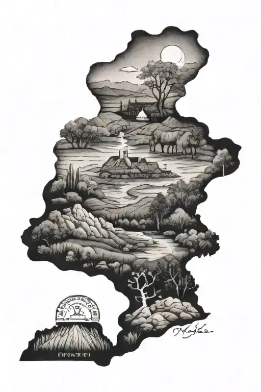 Nebraska/ Minnesota landscape tattoo tattoo design idea