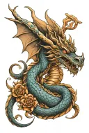 Libra copper  dragon wrapped around my arm tattoo design idea