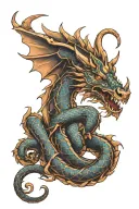 Libra copper  dragon wrapped around my arm tattoo design idea