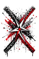 cross, compass, chains tattoo design idea