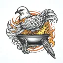 Dove on an anvil surrounded by flames tattoo design idea