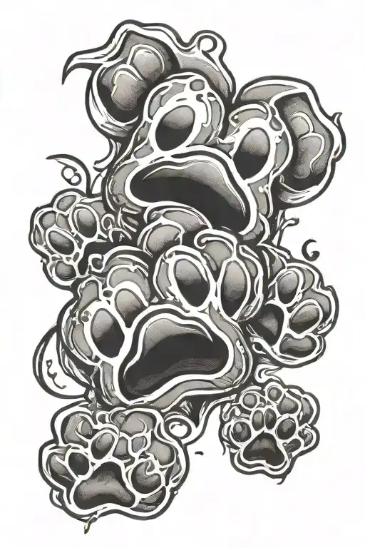 Dog paw prints with heart tattoo design idea