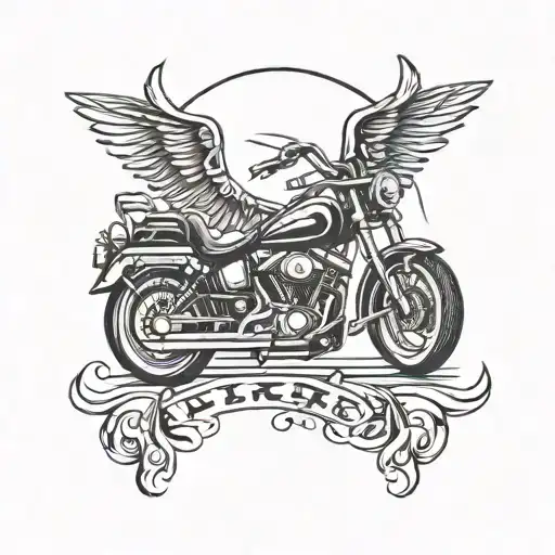 Emblem, open road, biker, gang, money, power tattoo design idea