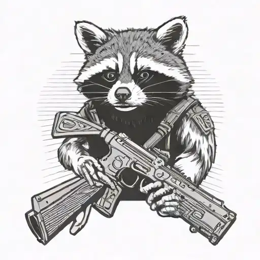 Tactical Raccoon with revolvers  tattoo design idea