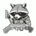 Tactical Raccoon with revolvers  tattoo design idea