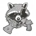 Tactical Raccoon with revolvers  tattoo design idea