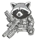 Tactical Raccoon with revolvers  tattoo design idea