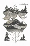 vertical spine slim minimal  feminine. mountains, waves, wales, sunset tattoo design idea