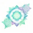 seretonine molecule incorporated, heart chakra symbol, root chakra symbol and sacral chakra symbol. tattoo design idea