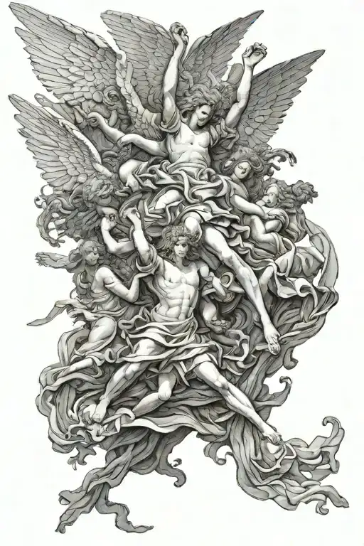 gustave dore angels falling tattoo design idea