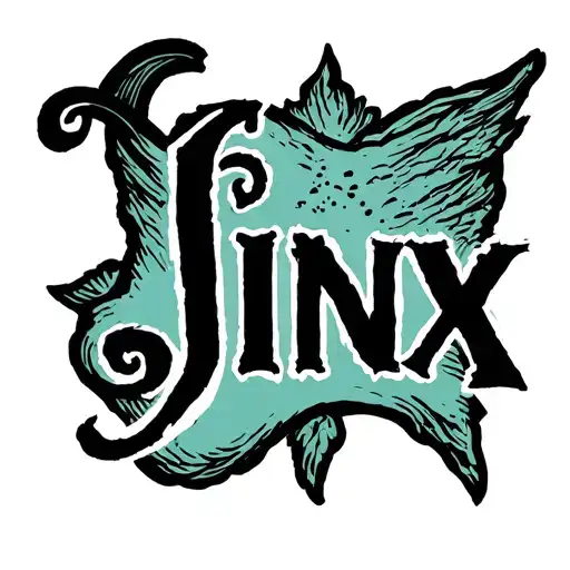 tattoo flash that depicts the meaning of the word Jinx (someone who is followed by bad luck) tattoo design idea