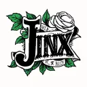 tattoo flash that depicts the meaning of the word Jinx (someone who is followed by bad luck) tattoo design idea