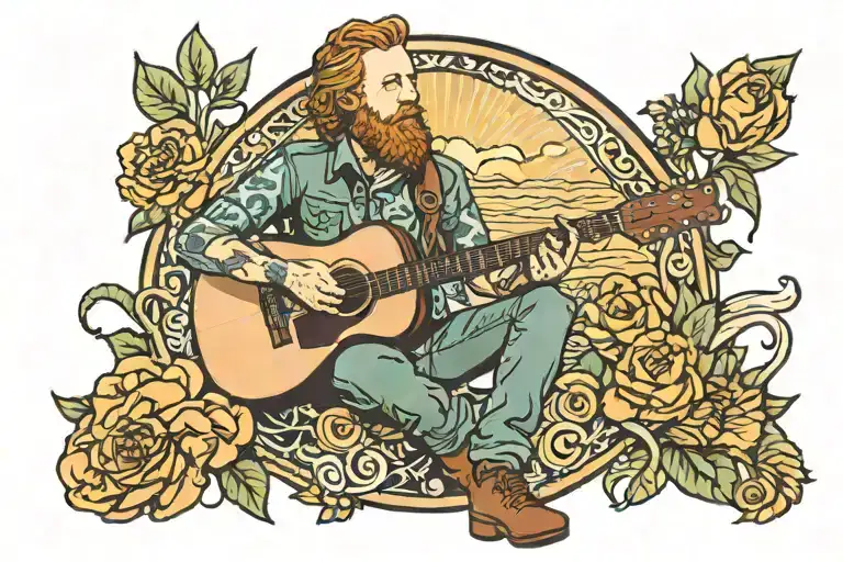 Marcs Tyler Childers playing guitar tattoo design idea