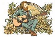 Marcs Tyler Childers playing guitar tattoo design idea