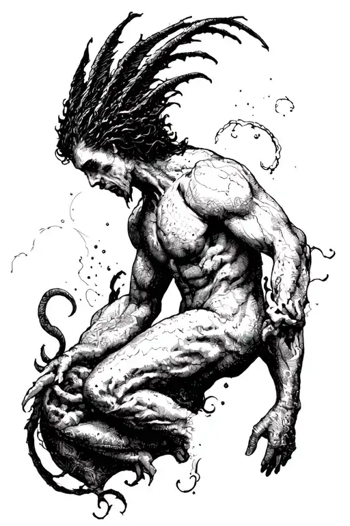 Lucifer falling tattoo design idea