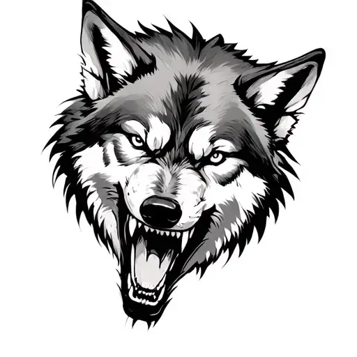 Wolf Showing Teeth And A More Aggressive tattoo design idea