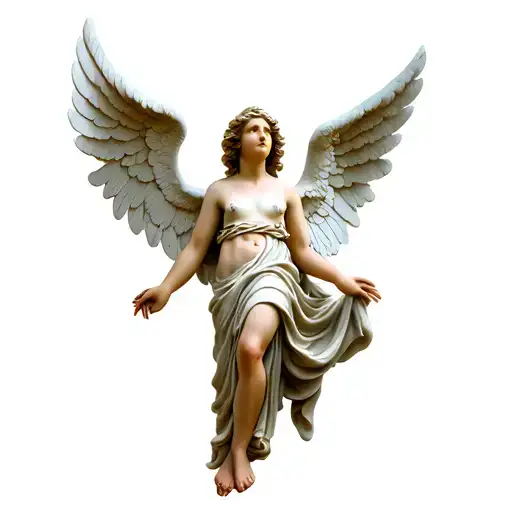 An angel that has opened its wings evenly tattoo design idea