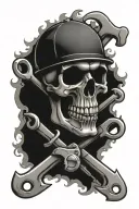 skull and wrench crossed tattoo design idea