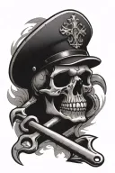 skull and wrench crossed tattoo design idea