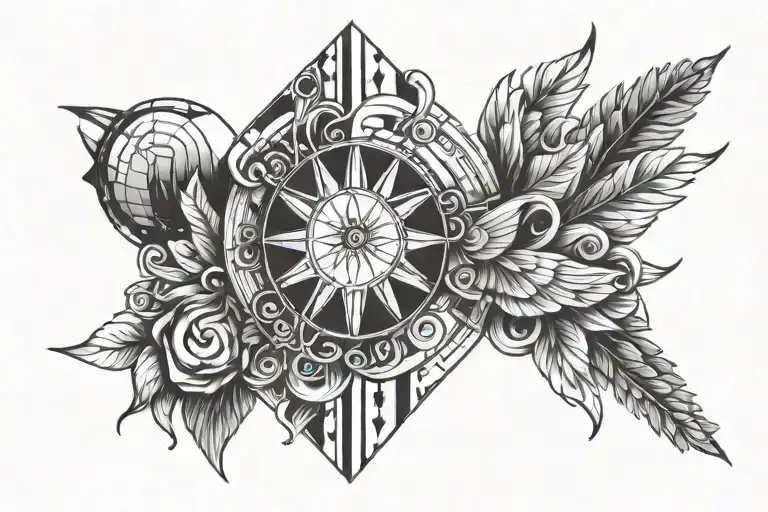 conceptual tattoo design with words and greek elements tattoo design idea